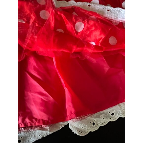 Vtg Disney Minnie Mouse Red & White Polka Dot Dress With Bow & Brooch Costume - Picture 7 of 7